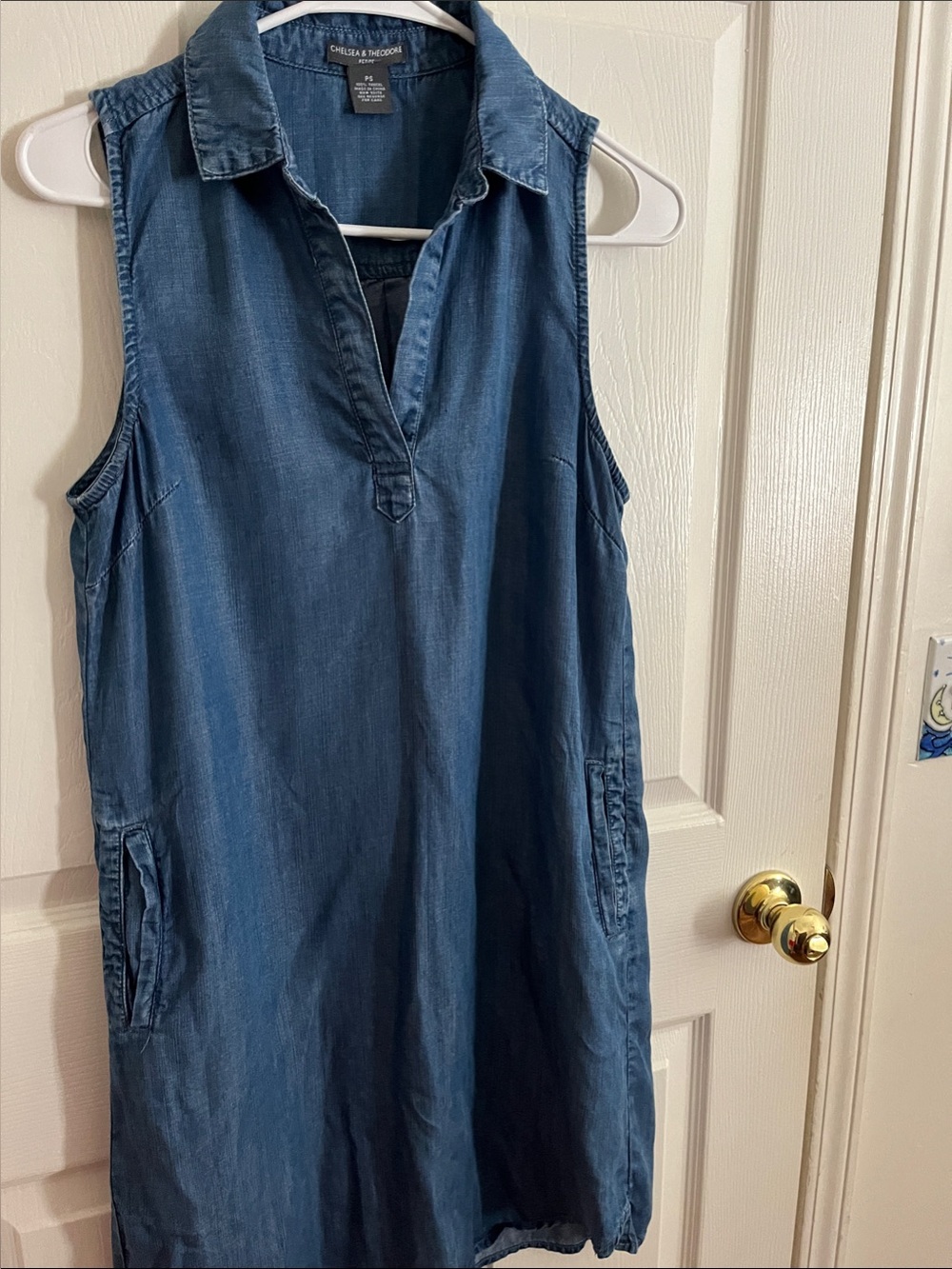 Chelsea & Theodore Petite Small Denim blue  Sleeveless Dress